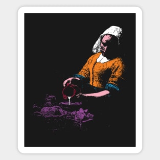 The Milkmaid by Johannes Vermeer Minimalist Version Magnet